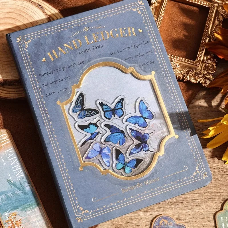 Shake Butterfly Notebook Colorful Inside Pages Classic Oil Painting Illustrations Hardcover Notepad Retro Diary