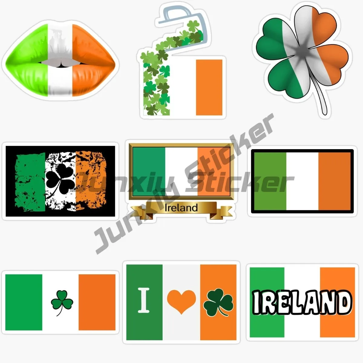 Ireland Irish Flag Emblem Car Stickers Vinyl Self Adhesive Flowers Suitable for Refrigerator and Computer Decoration Stickers