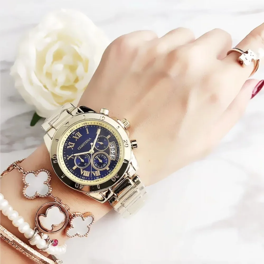 CONTENA 2022, relojes de lujo de marca superior para Mujer, pulsera de acero creativa a la moda, relojes para Mujer, Reloj de cuarzo para Mujer,