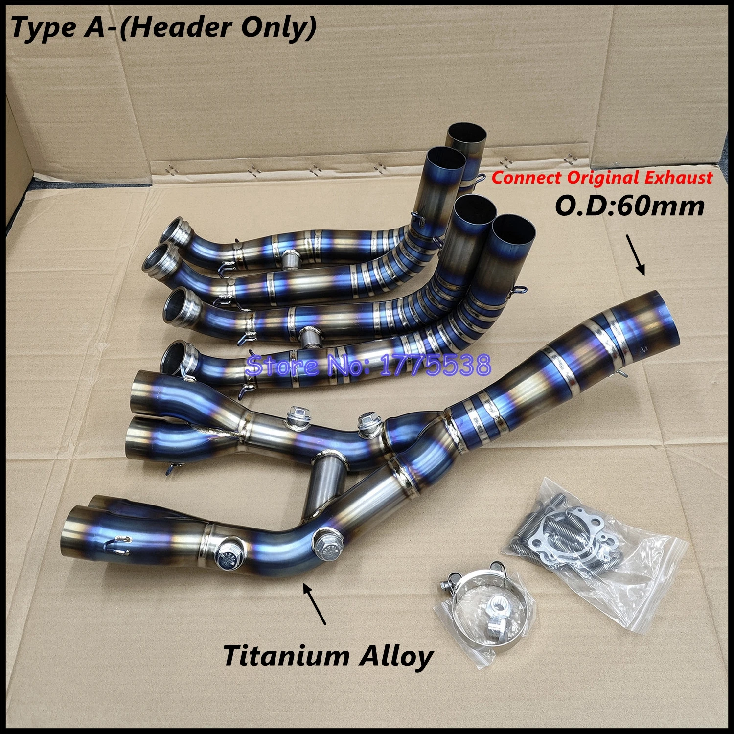 Titan-Auspuffanlage für BMW M1000RR 2019-2024, S1000RR 2019-2026, M1000R, S1000R 2021-2026 Motorrad-Abgassystem mit Krümmer und Auspuff