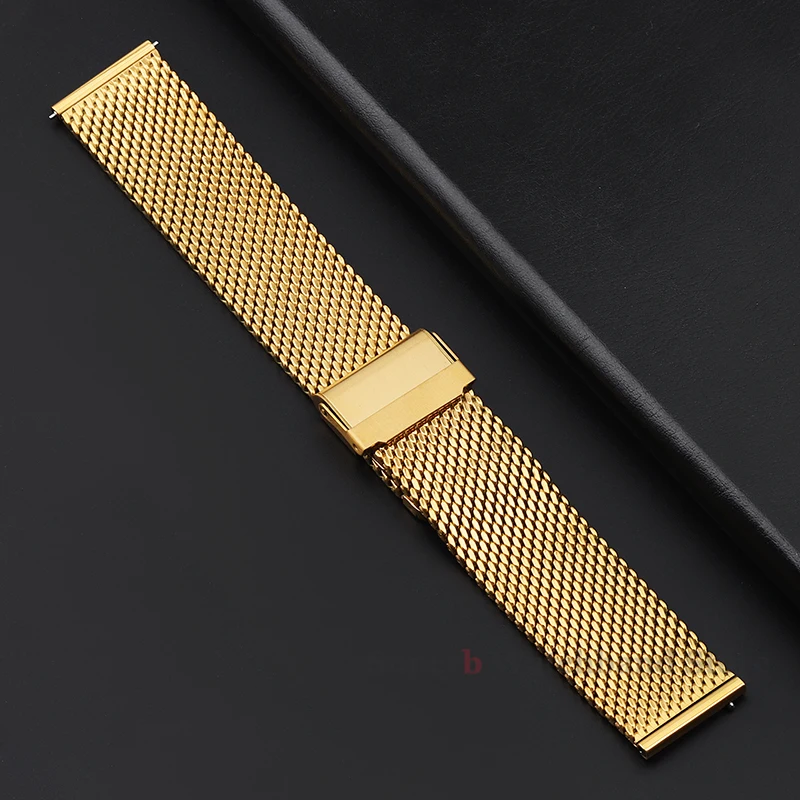 1.0mm Mesh Milanese Watch Strap for DW Watchband 18mm 20mm 22mm 24mm Quick Release Stainless Steel Wristband Folding buckle - Image 5