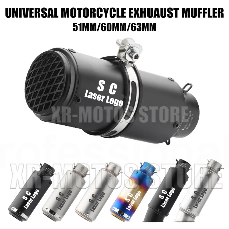 

Universal 51mm 60mm 63mm sc Motorcycle Exhaust Muffler Escape for Motorcycle GP-project Pass-through Exhaust Modified Accessorie