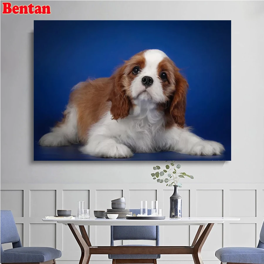 Diamond Art Cavalier King Charles Spaniel Cross Stitch Needlework Picture Of Rhinestones Diamond Painting 5d Mosaic Gift