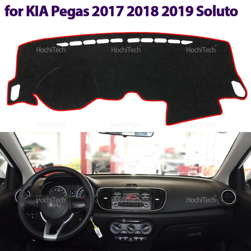 Para KIA Pegas 2017 2018 2019 Soluto cubierta de salpicadero alfombrilla para tablero alfombra almohadilla sombra capa manta accesorios de coche