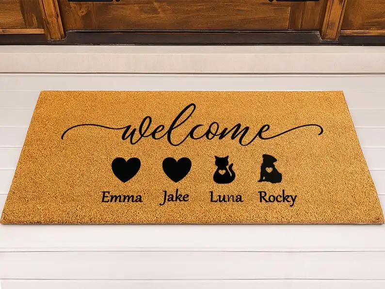 Custom Family Doormat Dog Pet Name Design Welcome Doormat Housewarming Gifts Outdoor Hallway Kitchen Decor Anti-slip Doormat
