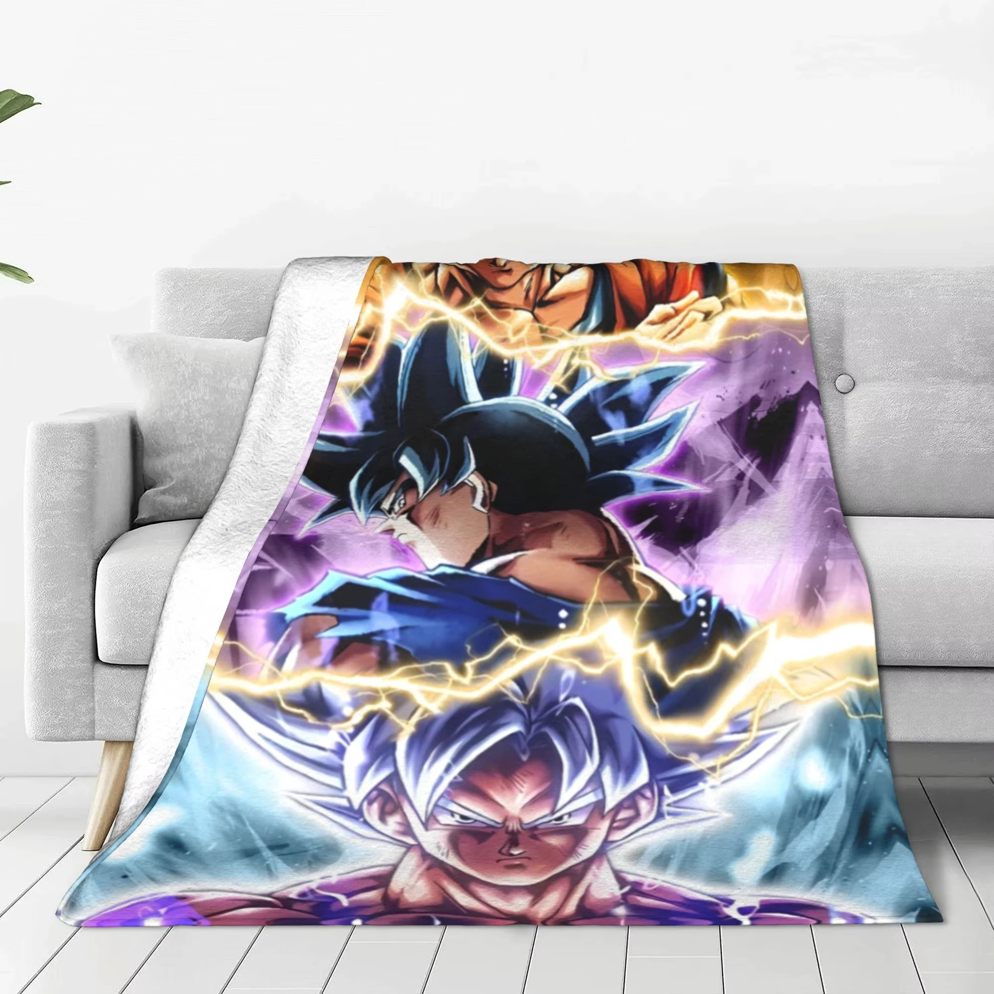 Manta de Felpa de Anime Dragon Ball Z, Manta Cálida y Genial para Cama o Sofá, Otoño/Invierno