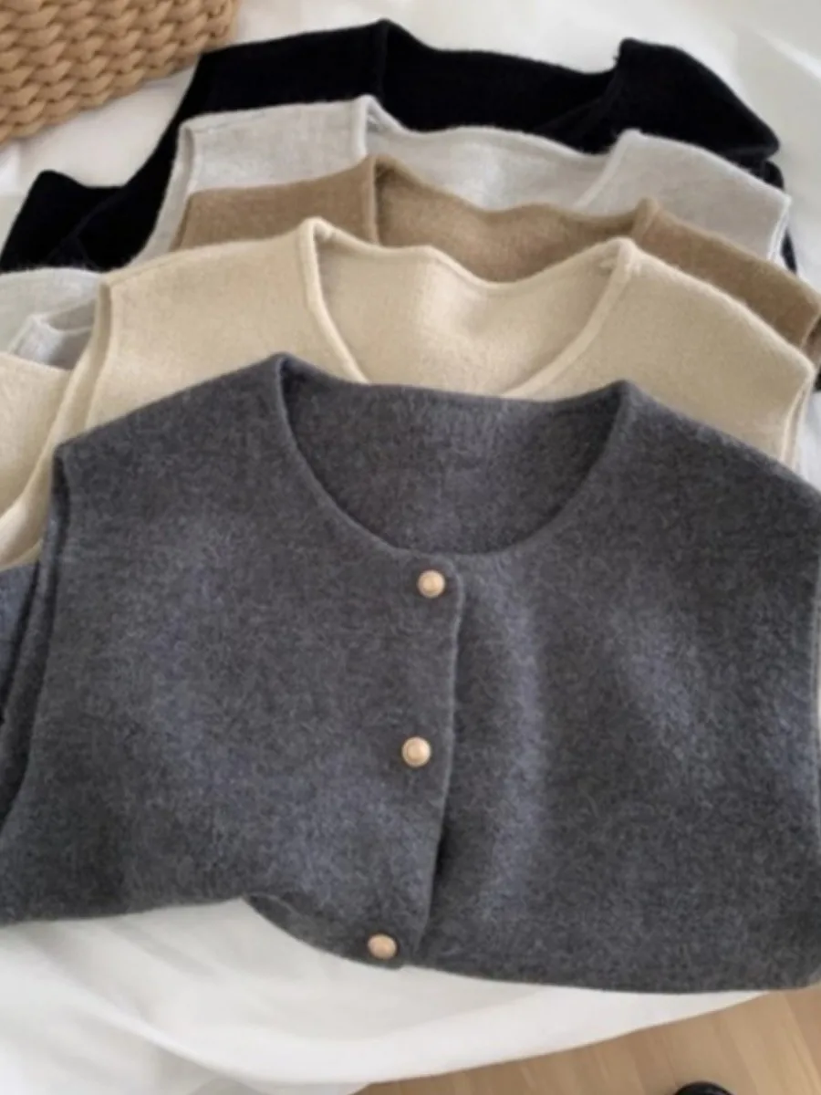 

Retro Knitted Sweater Vest Women's Faion Layering Design Sense Youthful Base Knit Tank Top Autumn New Arrival