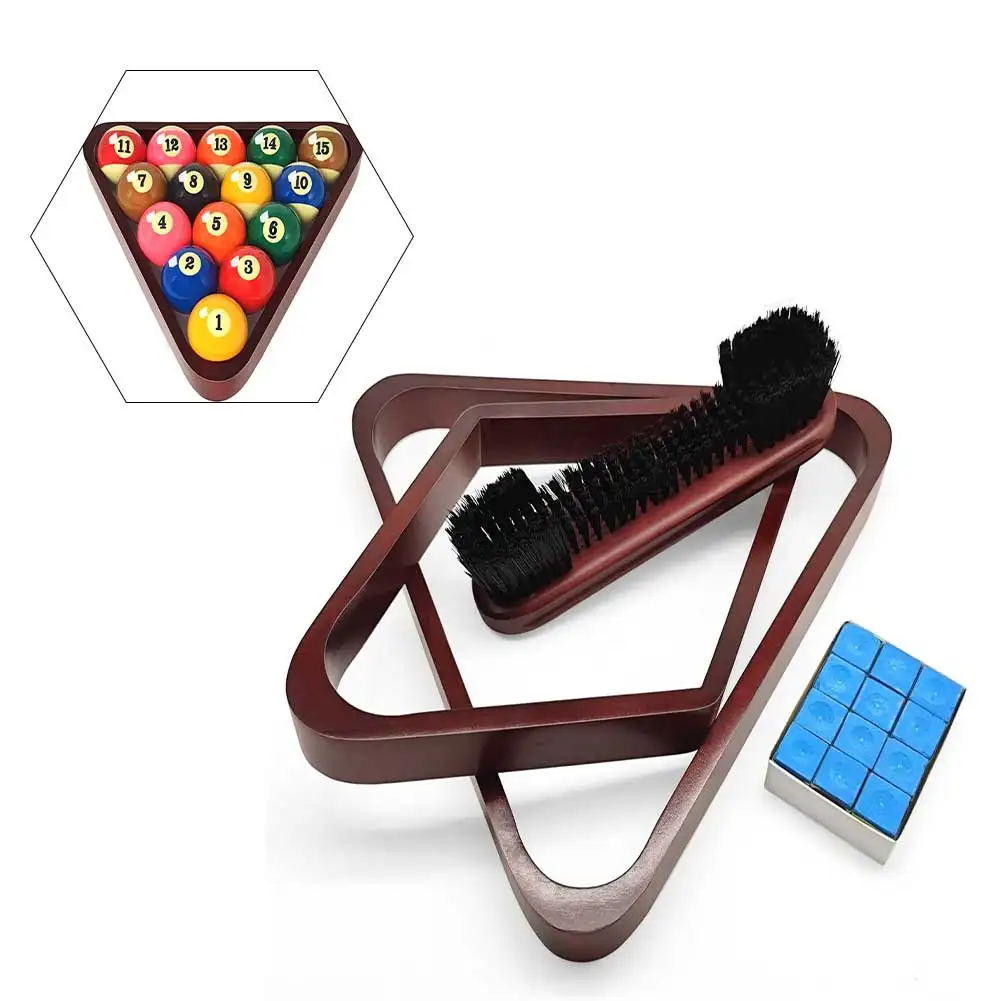Brown Wood Triangle Rack Solid Wood Construction Regulation Size Compatibility Fits Standard 2-14 Balls For Pool Table