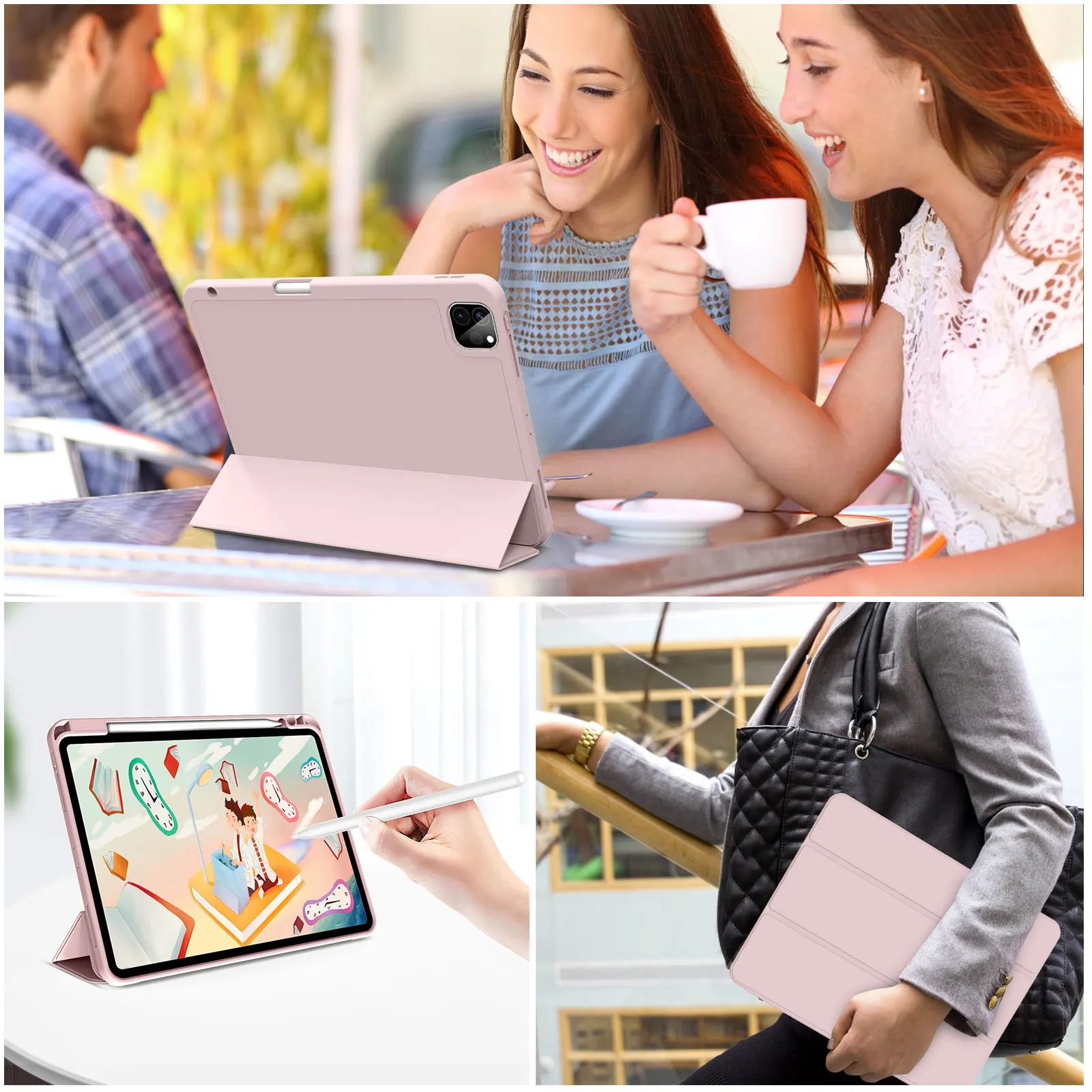 ZOYU for iPad Pro 11 inch 4/3/2th Generation with Pencil Holder Case,For iPad Air 4/5th Gen 10.9 mini 6 Trifold Stand Smart Case