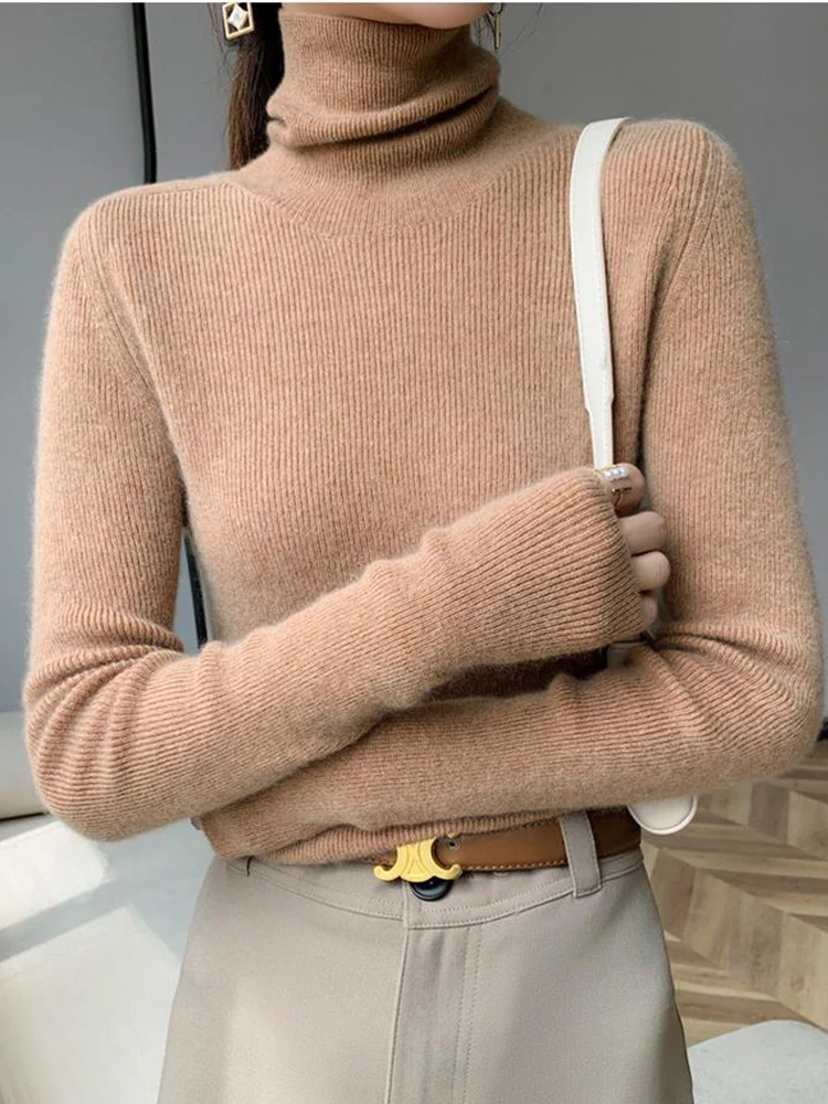 Women Turtleneck Sweater Knitted Soft Pullovers Cashmere Jumpers Basic Soft Sweaters For Woman Autumn Winter Pullovers Tops