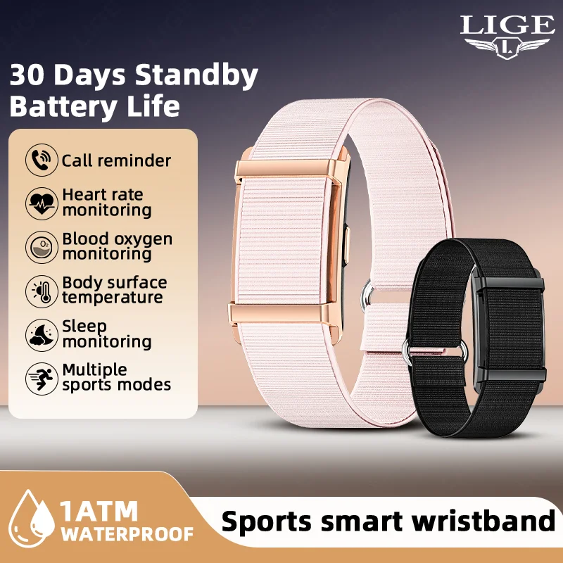 

LIGE No Screen Fitness Smartwatch Call Reminder Women Sport Body Temperature HRV Sleep Monitor Step Counting Men Smart Bracelet