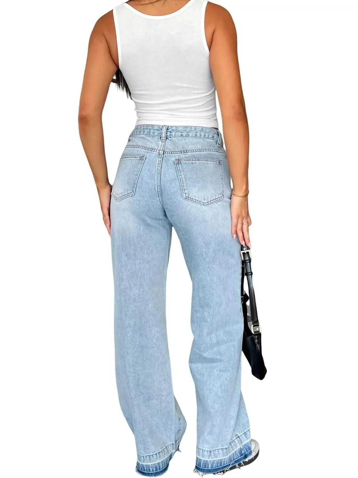 

Джинсы Mom-стиль с высокой талией, прямые длинные брюки для женщин, весна 2026, модные повседневные женские брюки