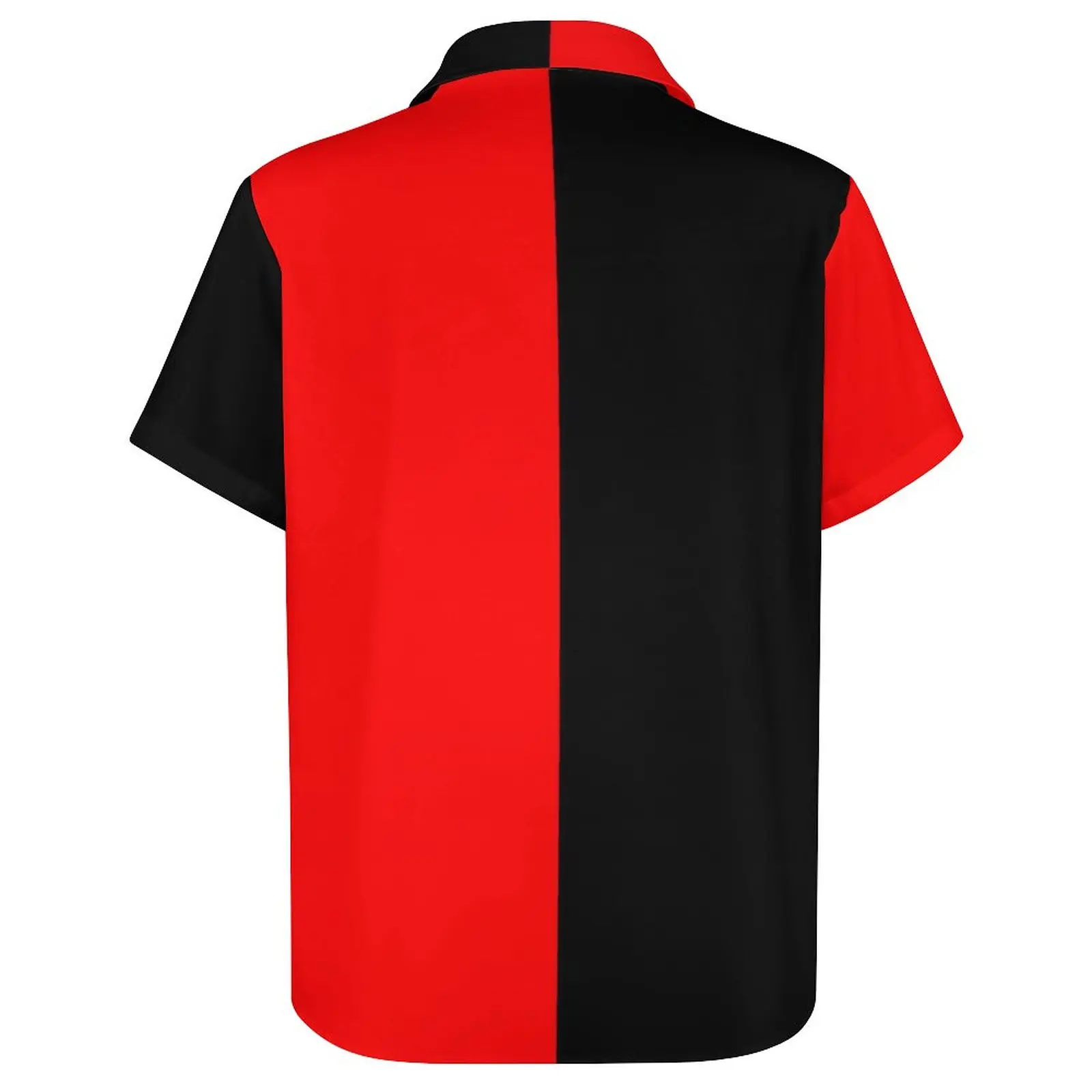 Two Tone Circus Daily Shirt Men Red and Black Casual Shirts Blouses Short Sleeves Fashion Oversize