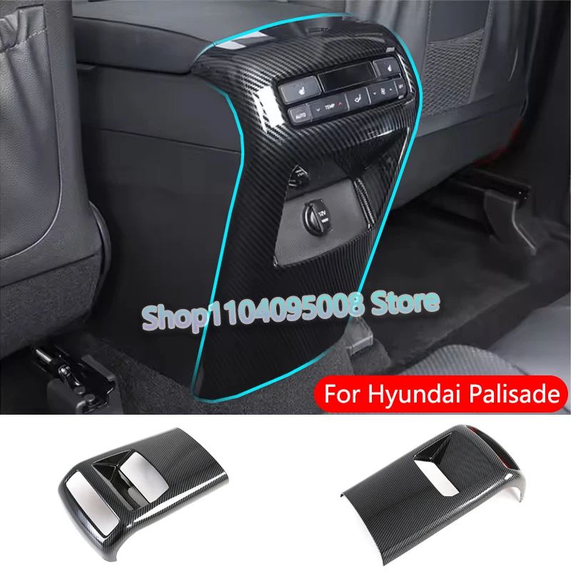 

For Hyundai Palisade 2020 2021 2022 2023 Car Rear Armrest Anti Kick Scratch Cover Trim Carbon Air Conditioner Outlet Frame