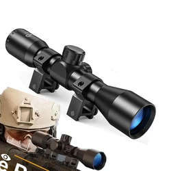4x32 Rifle Scope Compact Crosshair Optics Hunting Gun Riflescope with 20mm Free Mounts Telescope Rail