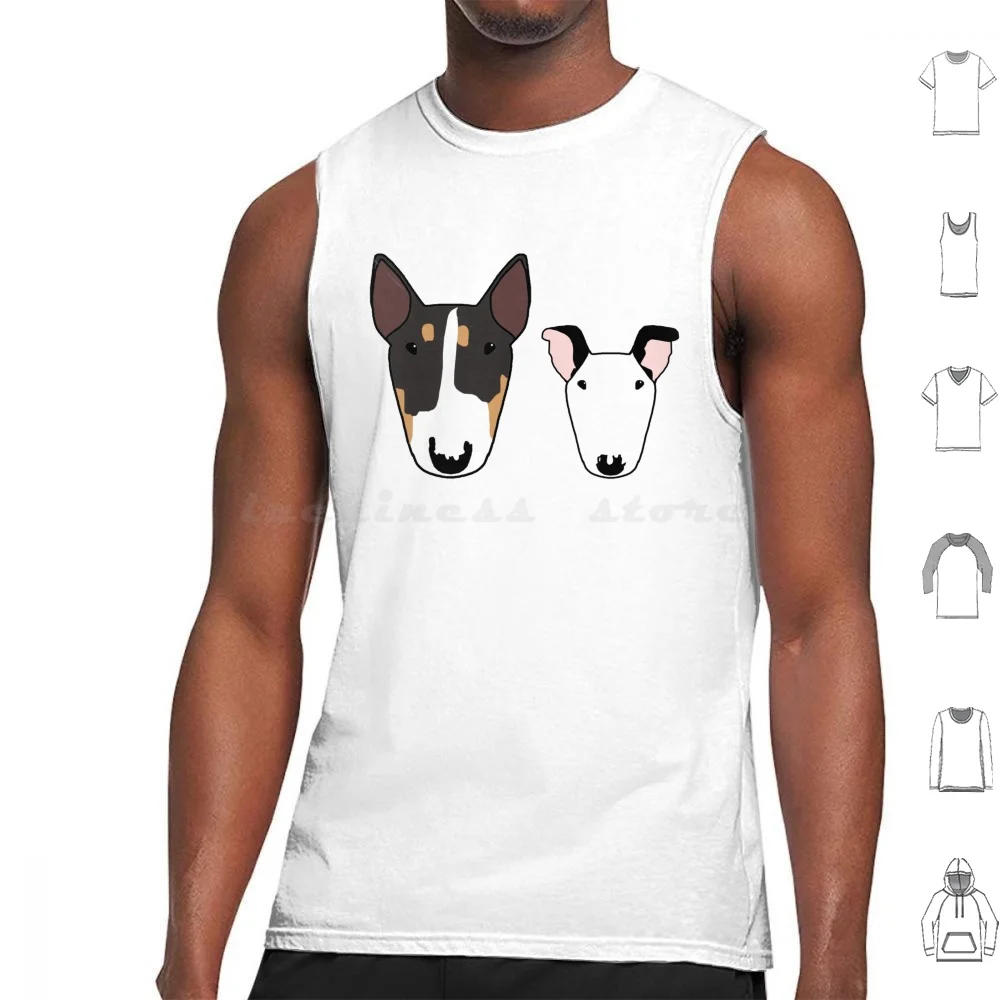 Roy y Mavis camisetas sin mangas de algodón estampado Emilydevineart Bull Terrier Bullterrier inglés Bull Terrier Ebt perro perros