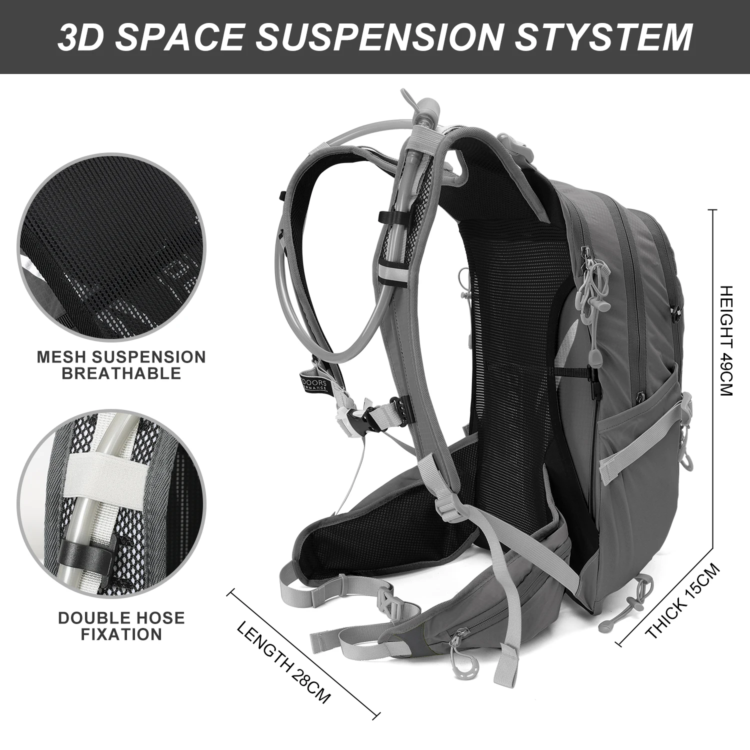 Bergsteigerrucksack 20 Liter Herren und Damen Outdoor-Sporttasche Wasserdicht Camping Wandern Regen – Detail 2