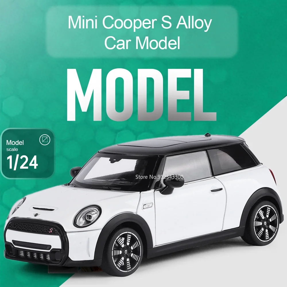 

1:24 Mini Cooper S I5 M60 Car Model Toy Doors Opened Shock Absorption Cars Front Wheel Steer Pull Back Vehicle Sturdy Plaything