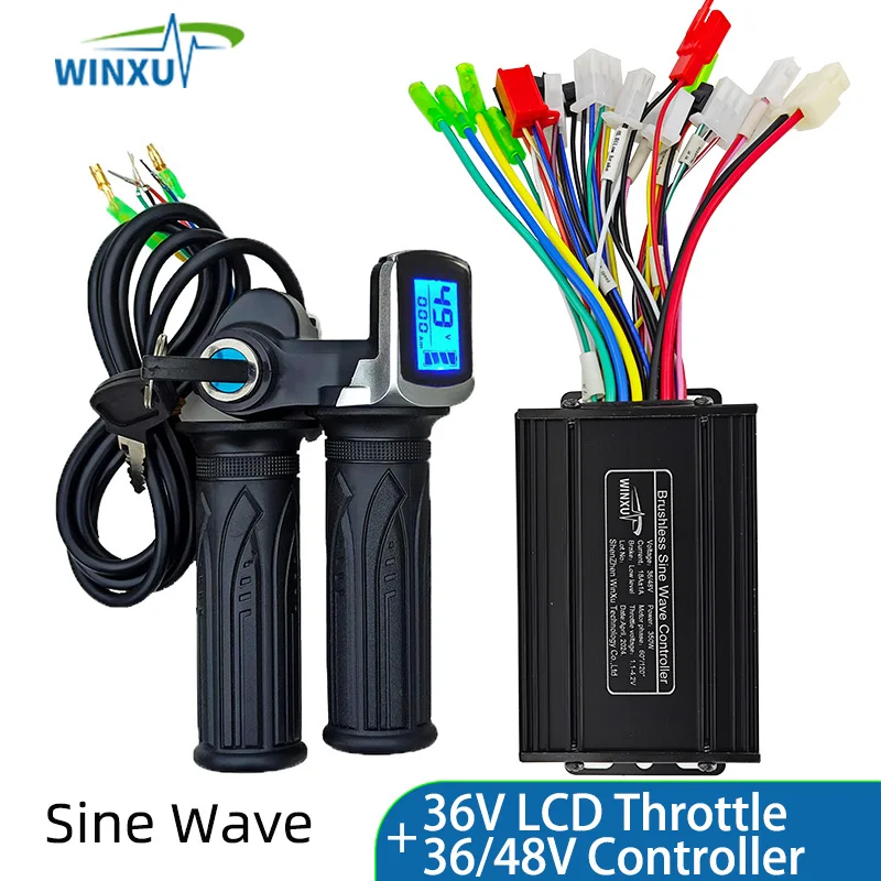 36V 48V 350W 18A E-Scooter Bürstenloser Motor Sinuswellenregler LCD-Geschwindigkeitsanzeige Drossel für Elektro-Fahrrad-Roller-Dreirad