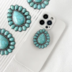 Fashion Turquoise Socket Grip Lazy Bracket Talk Grip Foldable Phone Holder