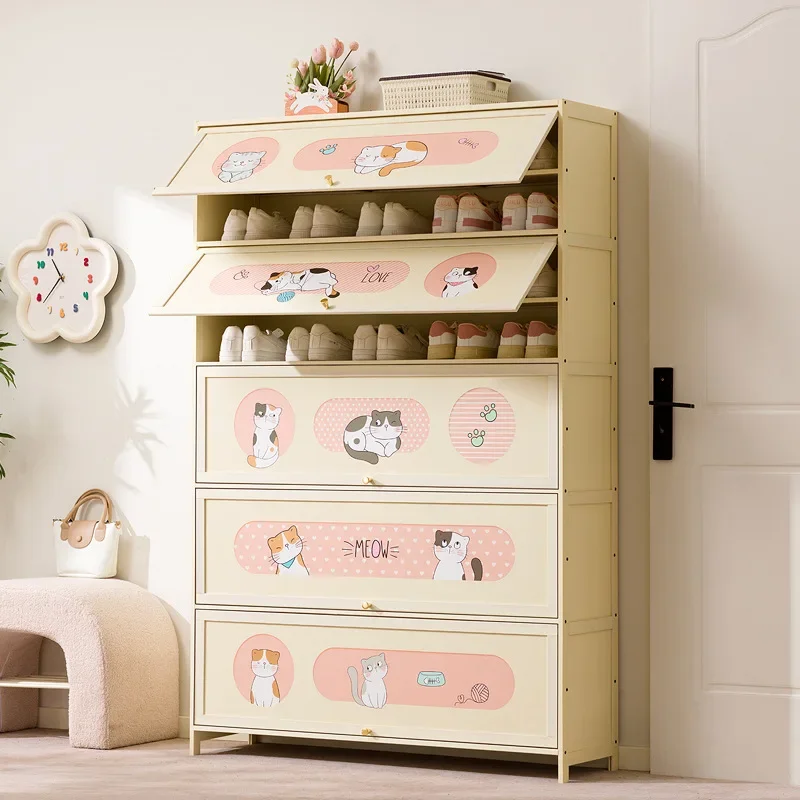 

Household indoor large-capacity floor-to-ceiling multi-layer shoe rack entrance integrated dust-proof cartoon locker premium