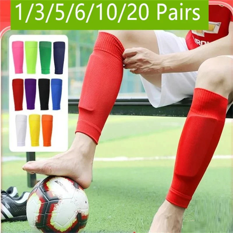1/3/5/6/10/20 Pairs كرة القدم العجل الجوارب كرة القدم حماة طويلة جوارب لكرة القدم حامي القدمين الجوارب الثابتة العجل حماية جورب