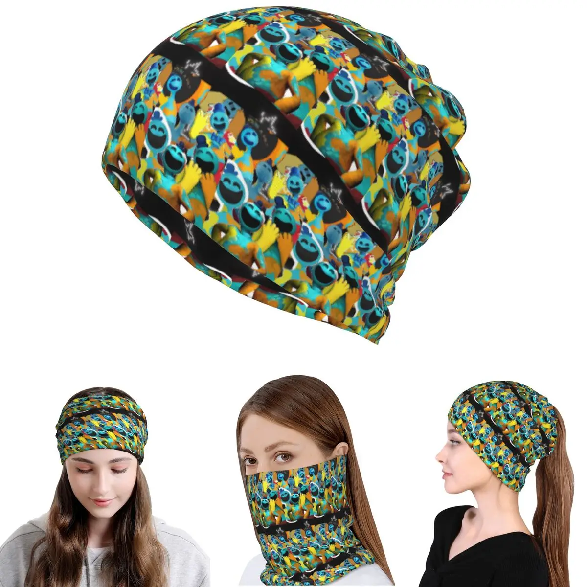 

Doey Doughman Horror Pianosaurus Bandana Neck Cover Mask Scarf Warm Headband Beanies Hat for Men Women Adult Breathable