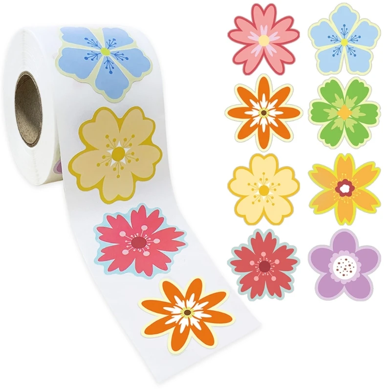 500Pcs Flower Decorative Sticker 1.5Inch Flower Sticker Self-Adhesive Wrapping Labels for Envelopes Case Packaging