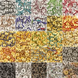 50pcs multistyle 4/6/8/10mm Rhinestone Rondelles Crystal Beads Loose Spacer Beads for DIY Jewelry Making Accessories Supplier