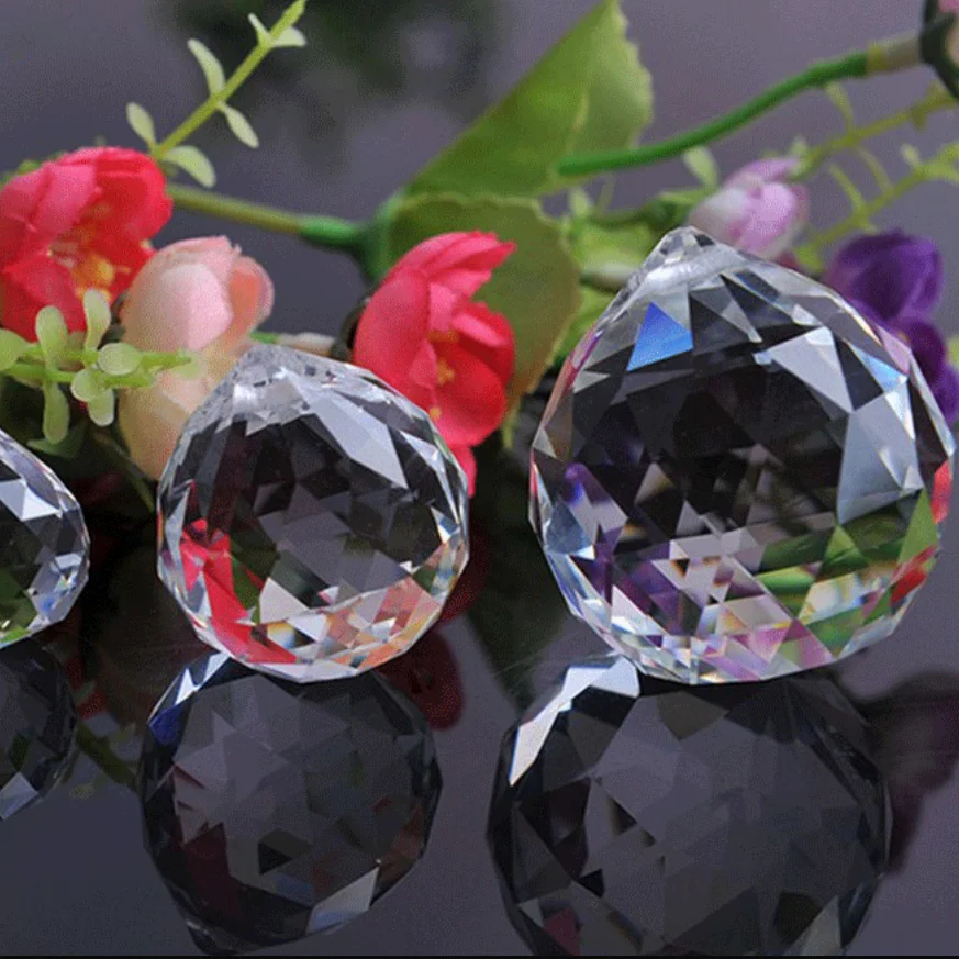 New Photography Faceted Crystal Ball Feng Shui Paperweight Decorative Glass Ball Shiny Transparent crystal solid faceted ball