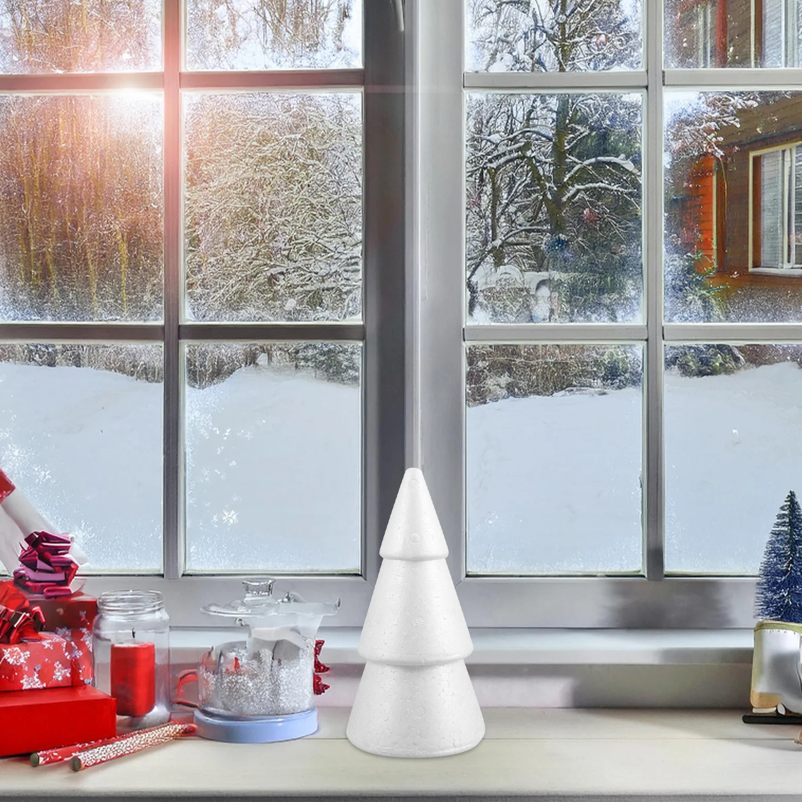 

2Pcs Polystyrene Christmas Tree Foam Cone 20x10.5cm White Lightweight DIY Craft Supplies Holiday Tabletop Decor Xmas Ornament