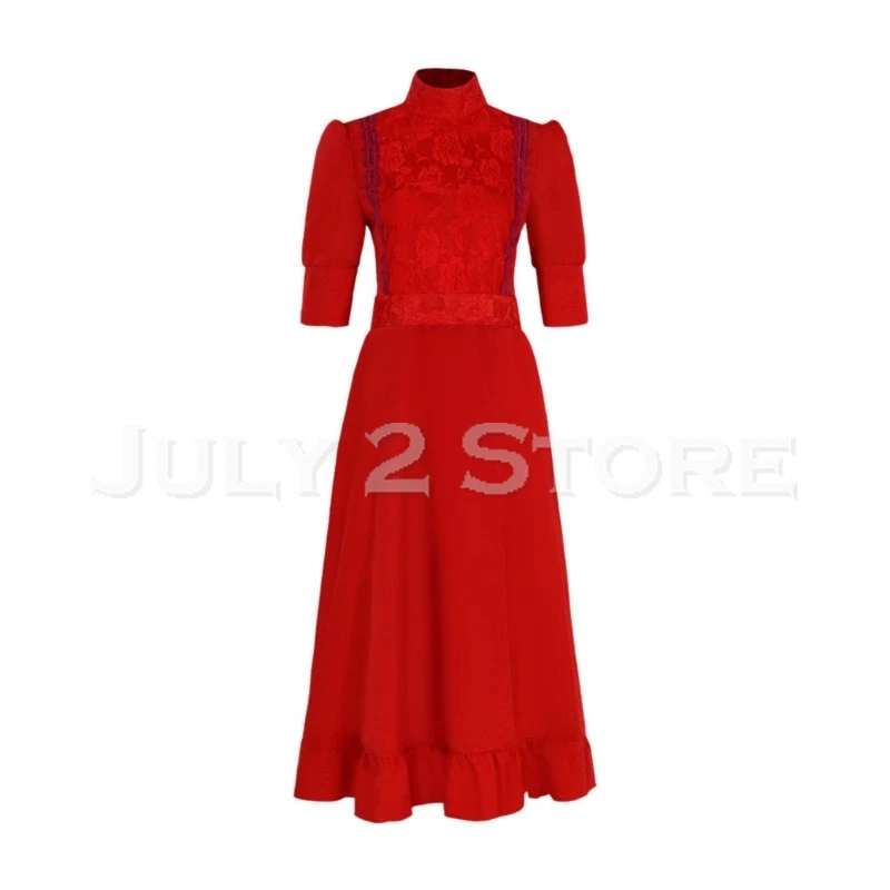 Mia Pearl Cosplay Costume pour femmes, robe rouge, film effrayant, tenue d'horreur, uniforme d'Halloween, ensemble de fête pour filles, vêtements de jeu en plis