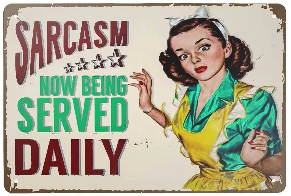 ZMKDLL Vintage Tin Sign Sarcasm Now Being Served Daily Sign Metal Sign for Plaque Poster Cafe Home Bar Coffee Wall Art Gift