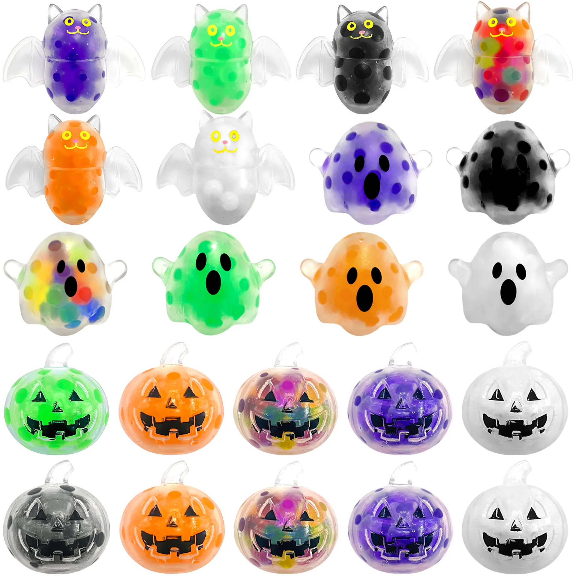 Novedad TPR Bola de cuentas de Halloween pellizco música fantasma murciélago calabaza liberación de apretar juguete creativo para aliviar el estrés regalos de fiesta y Festival