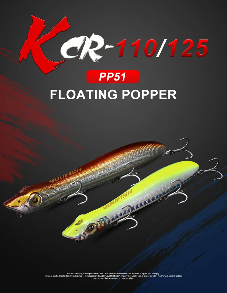 Yoofish Topwater Popper Köder 110mm 12,6g 125mm 17,8g Snakehead Pencil Künstlicher Harter Wobbler Oberflächenköder für Barsch-Angeln – Detail 1