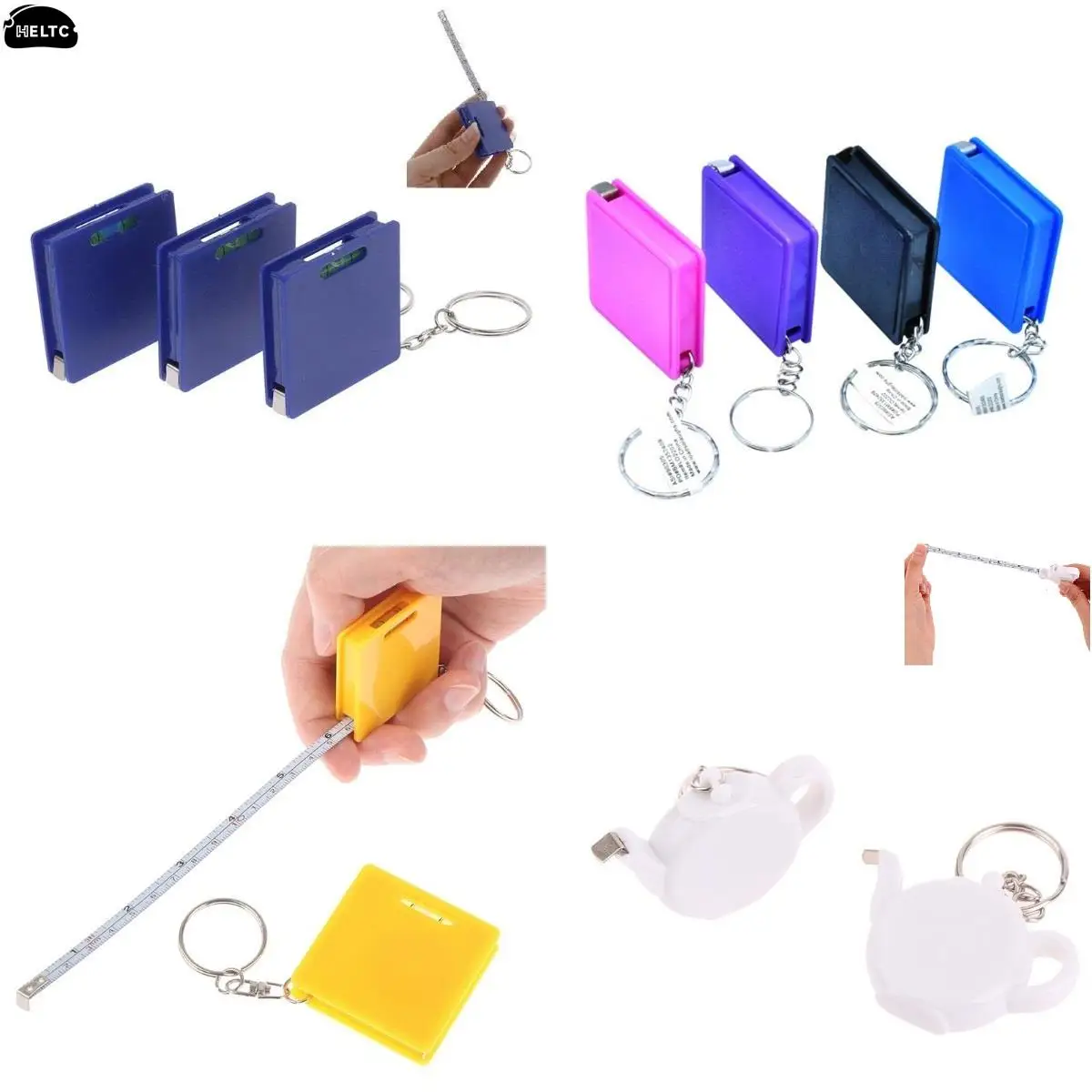 1/1.5M Mini Teapot Tape Measure Keychain With Horizontal Bubble Plastic Portable Retractable Ruler Centimeter/Inch Tape Measure