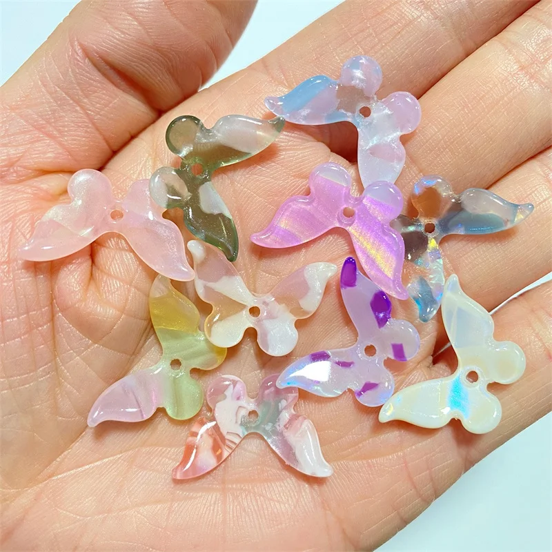 

2025Новое поступление, 90 шт./лот, цветной узор, принт, животные, мультяшная форма бабочки, акриловые бусины, ювелирные изделия «сделай сам», аксессуары для волос, одежда