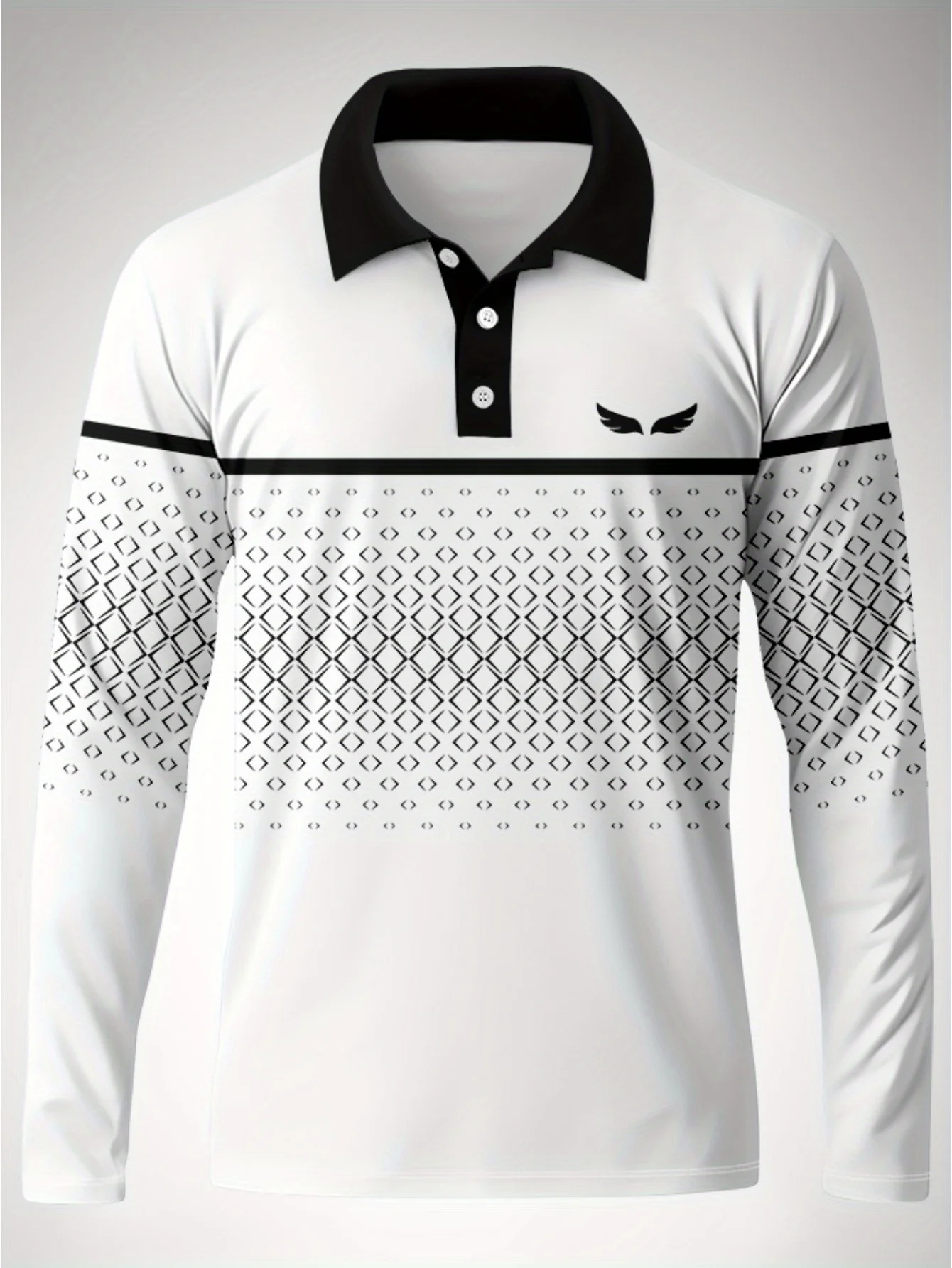 The New Men's Long-Sleeved POLO Shirt for Spring and Autumn 2025 Features Street Fashion and Comfort with 3D Pattern Printing