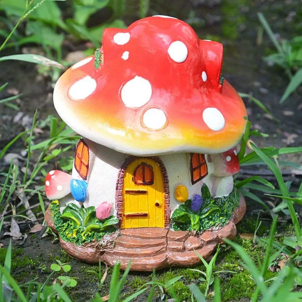 Crafts Resin Mushroom Room Small Ornaments Cute Cartoon Garden Statue Waterproof Creative Miniatures Figurine Bedroom