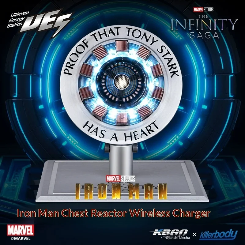 Killerbody Marvel Officieel Gelicenseerde Iron Man Arc Reactor Alloy Base Draadloze Magnetische Oplaadbare Collectible Model - Perfect Cadeau