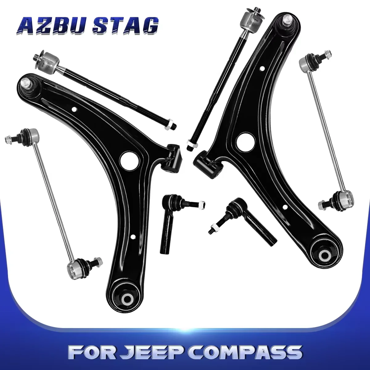 AzbuStag 8Pcs Front Lower Control Arm Tie Rod Sway Bar Link for JEEP COMPASS PATRIOT DODGE CALIBER 2007 2008 2009 2010 2011-2017