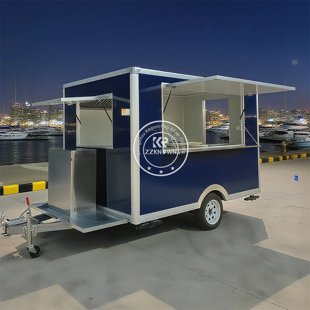 

Fast Food Trailer Fully Equipped Custom BBQ Pizza Snack Vending Cart Street Mobile Catering Food Truck With Full Kitchen