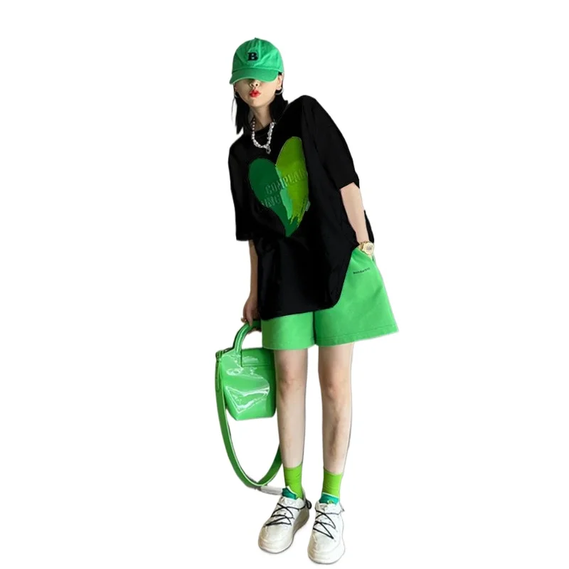 

New Loose Casual Sports Suit Women's Summer Thin Loose and Versatile Short-sleeved Shorts Fashionable Two-piece Set Trendy Tops