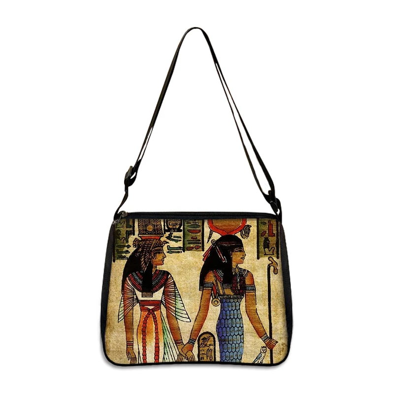 Ancient Egyptian Art Print Handbags Egypt Pharaoh Women Canvas Crossbody Bag Horus Anubis Ladies Underarm Bags Gift