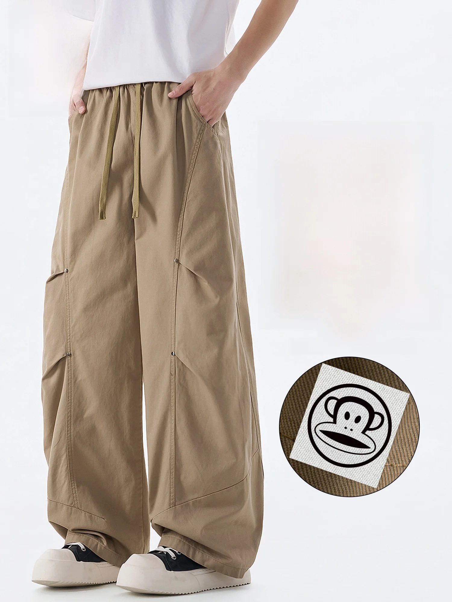 

PaulFrank Pure Cotton Wide Leg Workwear Pants Men's Summer Loose Qui Dry Sports Casual Trousers Straight Leg Loose Fit