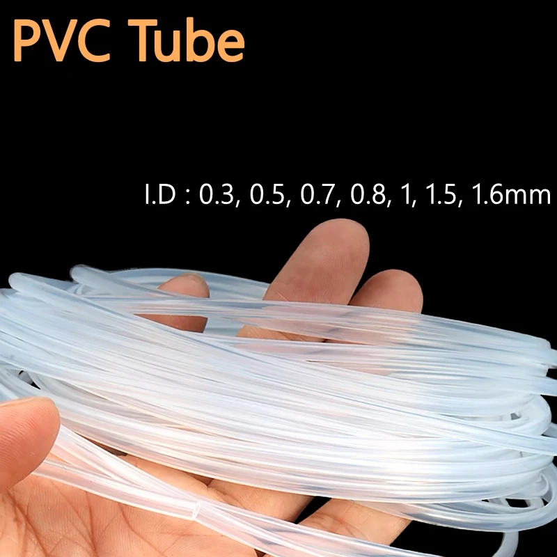 1M/5M/10M Food Grade Rubber Silicone Hose High Quality PVC Tube I.D 0.3/0.5/0.7/0.8/1/1.5/1.6mm Flexible Transparent Nontoxic