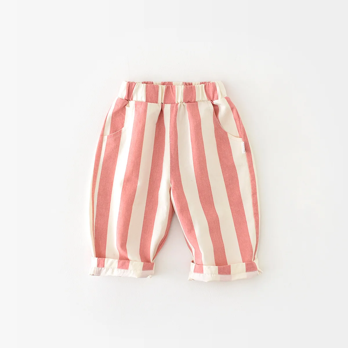 Autumn New Boy Girl Children Loose Striped Casual Pants Baby Pockets Fashion Pants Kid Outdoor Cotton Trousers Toddler Costume