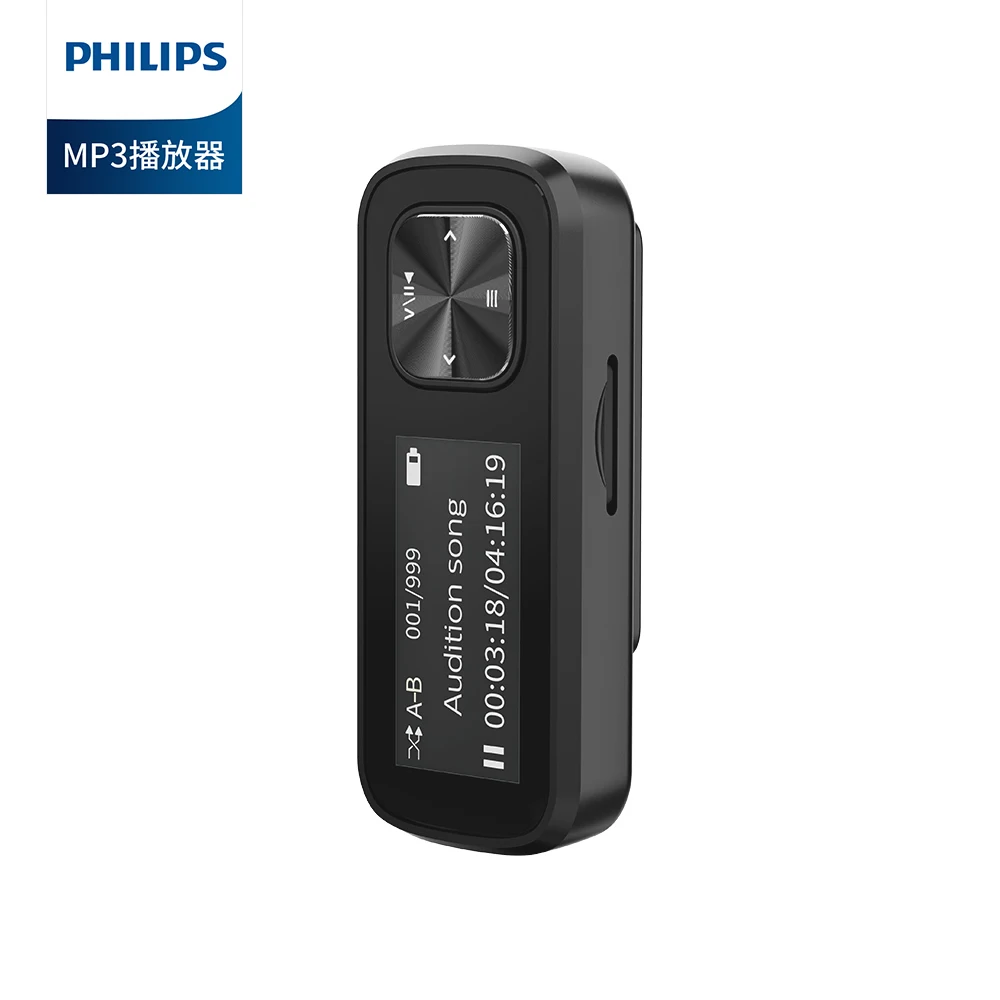 PHILIPS 오리지널 스포츠 미니 디지털 음악 MP3 플레이어, FM 음성 녹음기, 128GB 마이크로 SD TF 카드