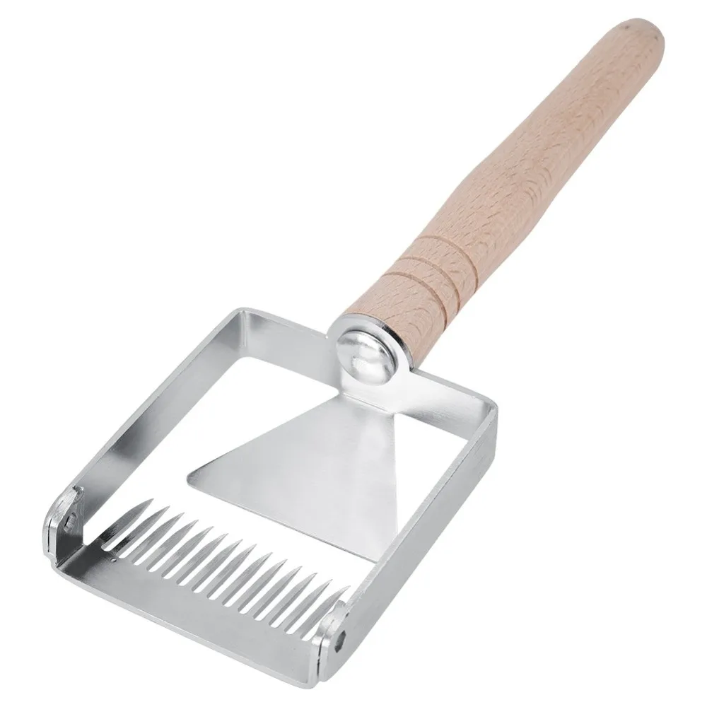 Stainless Steel Honey Uncapping Fork Durable Silver Honeycomb Scraper Wooden Handle Hive Scraper Tool Beekeeping Equipment