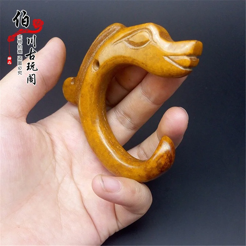 

High Jade Han Dynasty Warring States Dong Jade pendant, Old Xiu Jade handlebar dragon hook